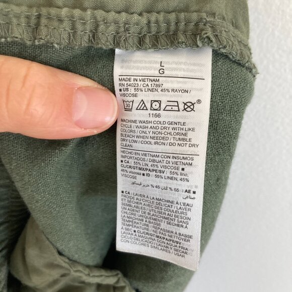 Old Navy Linen Blend Pants Crop Beachy Vacation Minimalist Arugula Green Large - Picture 6 of 7